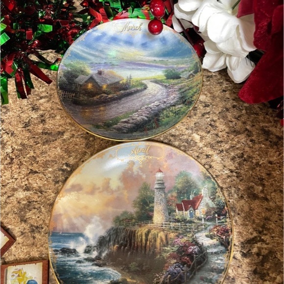 Thomas Kincade perpetual calendar with plates simpler times Christmas present pa - Picture 9 of 10